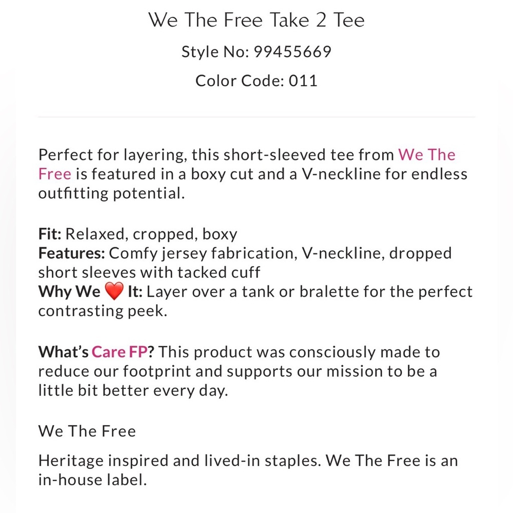 Free People We The Free Take 2 Tee 🌾 Ivory 🌾 Size XS 🌾 Sold Out - Picture 7 of 10